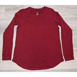 Kyte Living Shirt Womens Sz M Soft Knit Lounge Long Sleeve Top Red